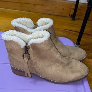 a.n.a Tan Ankle Boots with Cozy Lining